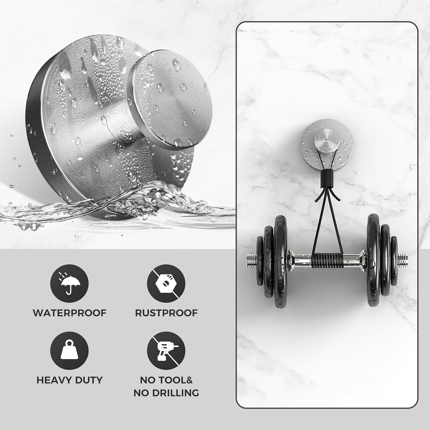Shower Hooks for Inside Shower.Suction Cup Hooks for Glass Window.Removable Towel Hooks for Bathrooms.4 Packs(Silver) - Image 3