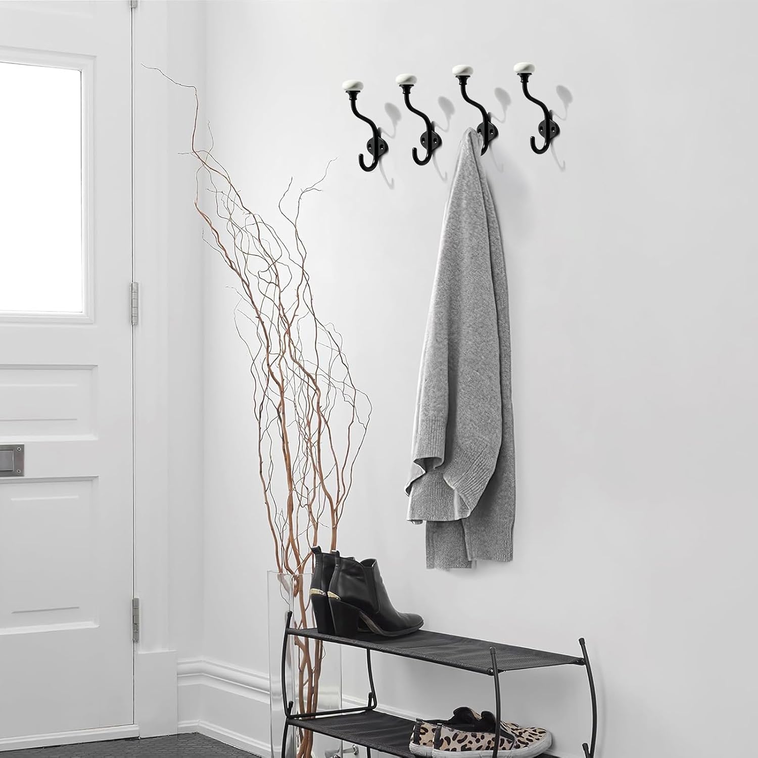 khtumeware 5-Pack Zinc Alloy Black Coat Hooks Modern. Simple and wall Decoration Towel Robe Hooks Bedroom Ceramic Coat Hooks Suitable for Living Rooms. homestays and Hotels mudroom Hooks