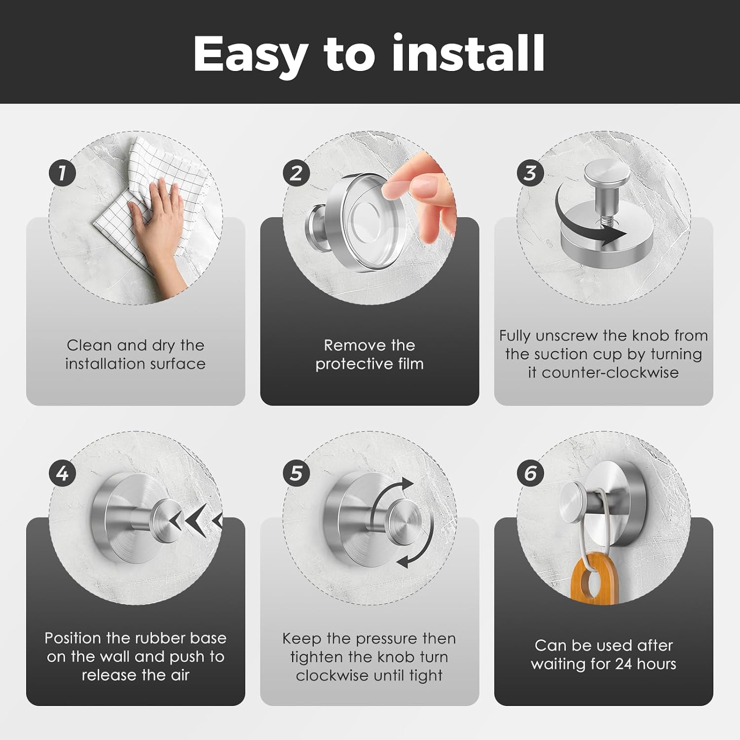 Shower Hooks for Inside Shower.Suction Cup Hooks for Glass Window.Removable Towel Hooks for Bathrooms.4 Packs(Silver) - Image 5