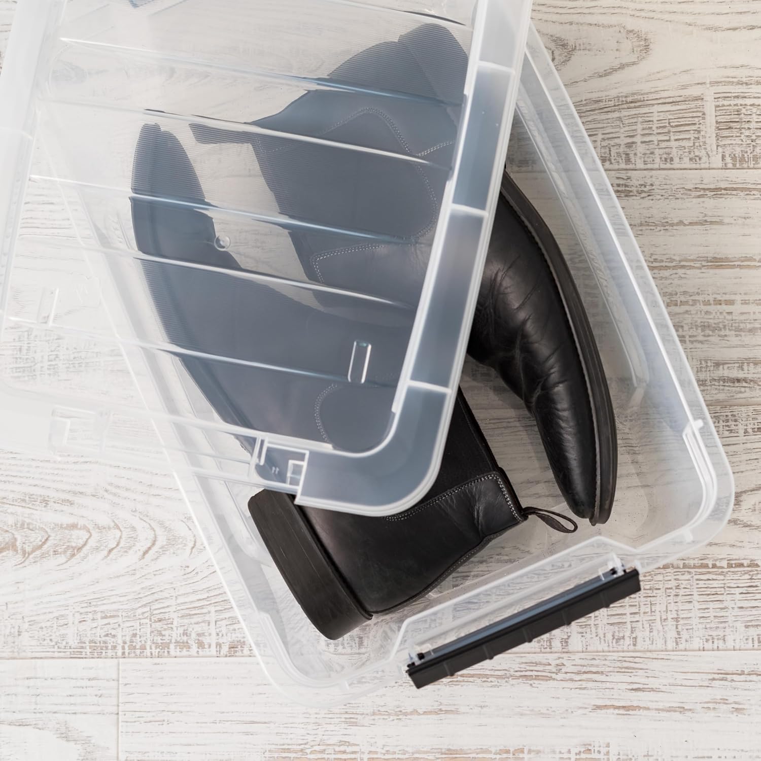 IRIS USA 4-Pack Storage Bins with Lids. 13 Quart. Made in USA Stackable See-Through Organizing Solution Latches Durable Nestable Containers Secure Pull Handle. BPA-Free Plastic - Image 5